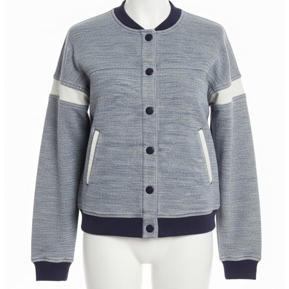 Vintage Y2K GUESS Varsity Jacket Womens Size S Blue Button Up Cotton Blend Retro - Picture 1 of 8
